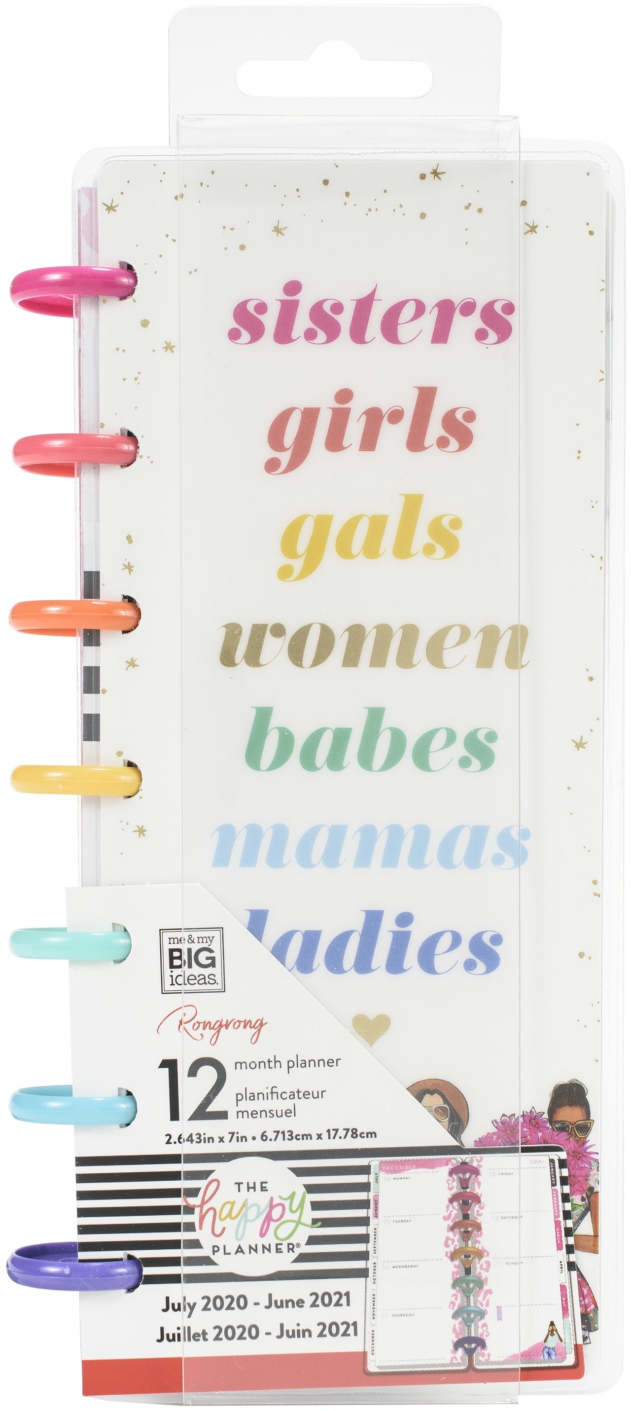 Happy Planner 12-Month Dated Skinny Mini Planner - Rongrong Sisters, July 2020-Jun