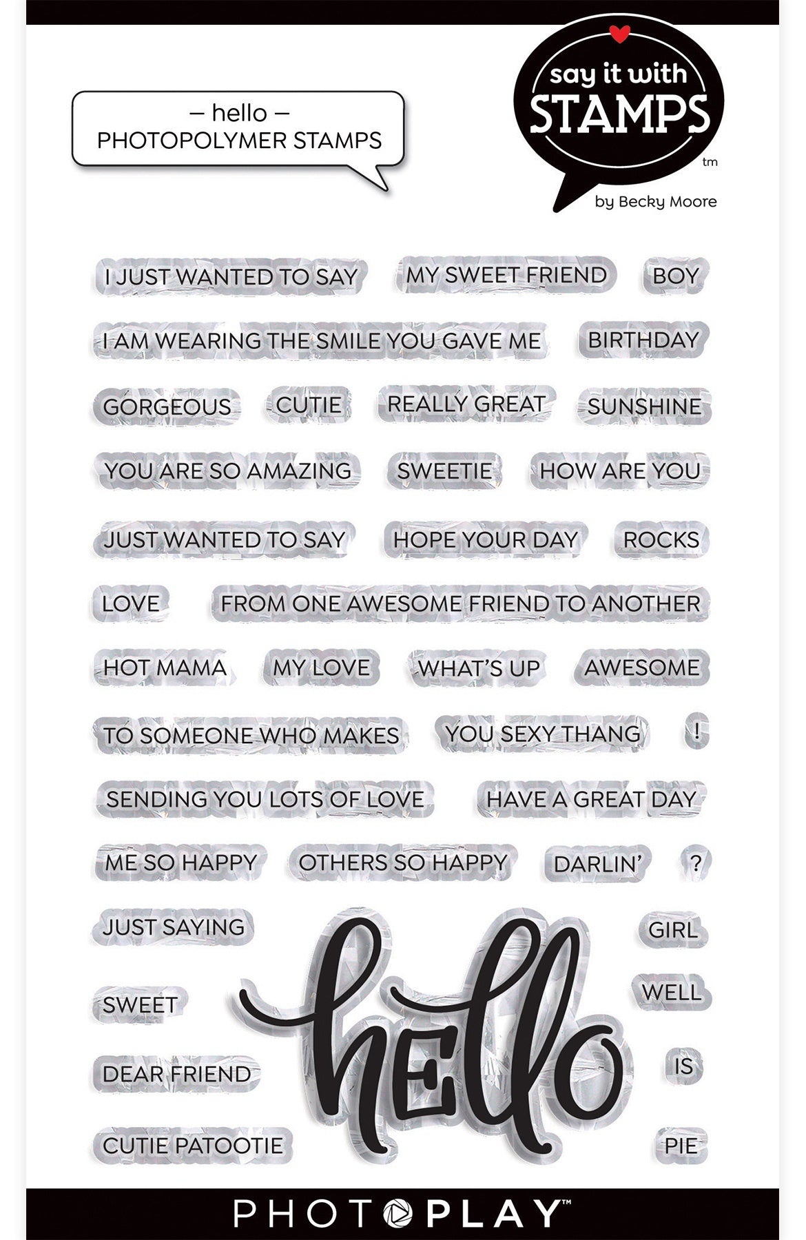 Photoplay Paper PhotoPlay Say It With Stamps Photopolymer Stamps - Hello