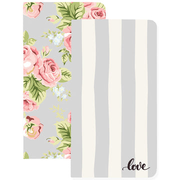 Webster's Pages Color Crush Traveler's Notebook Inserts 4.25"X8.25" 2/Pkg - Stripe & Floral, Gray Lines/Grids Inside