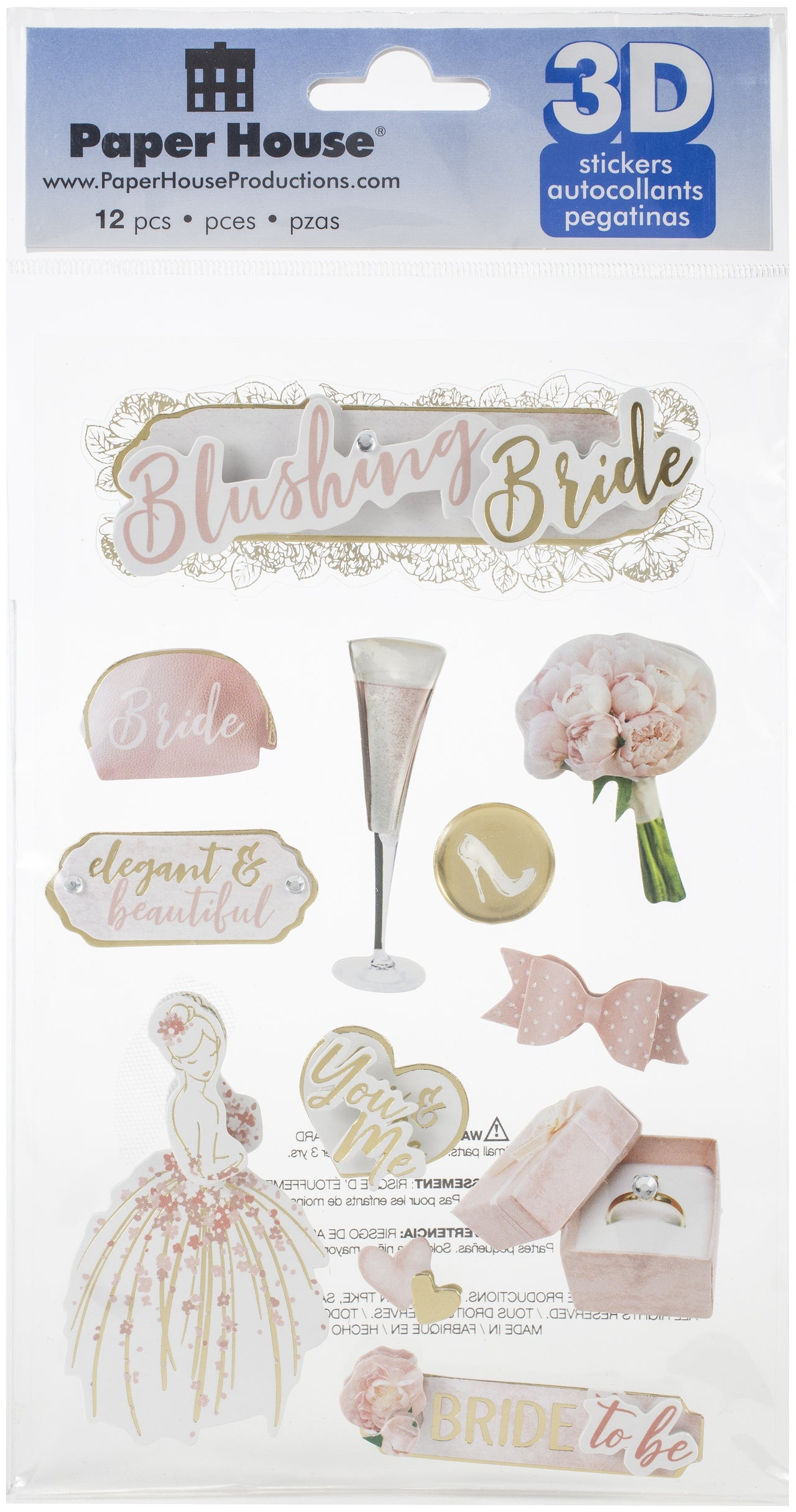 Paper House 3D Stickers - Blushing Bride
