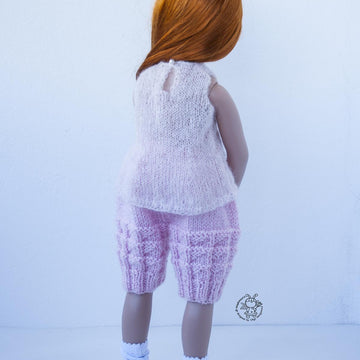 Pink dream outfit knitting flat for 18 in doll
