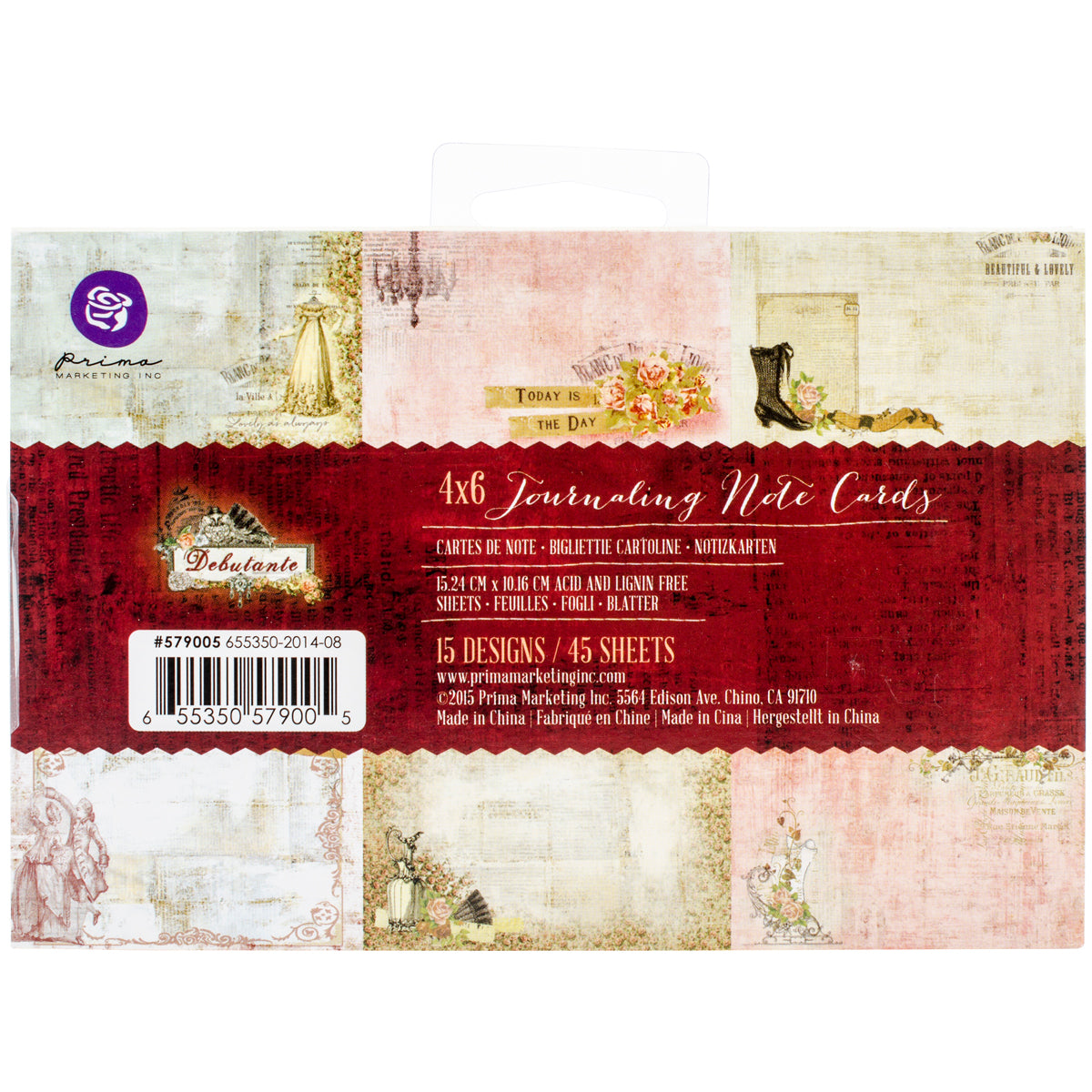 Prima Marketing Journaling Notecards Pad 4"X6" - Debutante, 15 Designs/3 Each