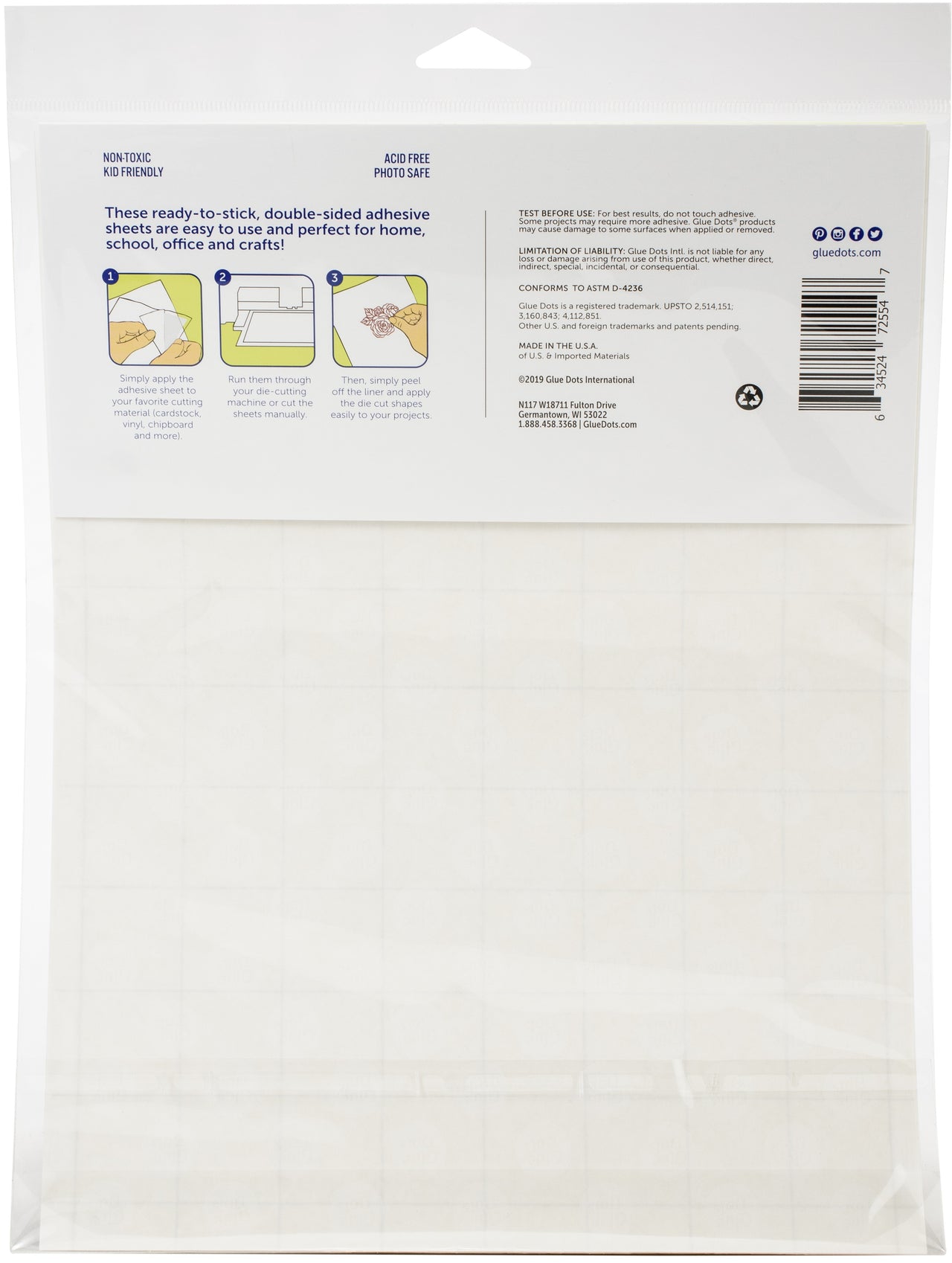 Glue Dots Adhesive Sheets 8.5"X11" 5/Pkg - 626729