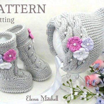 Knitting PATTERN Baby Set Baby Girl Newborn Baby Bonnet and Uggs