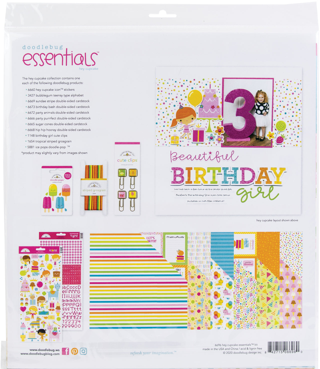 Doodlebug Essentials Page Kit 12"X12" - Hey Cupcake