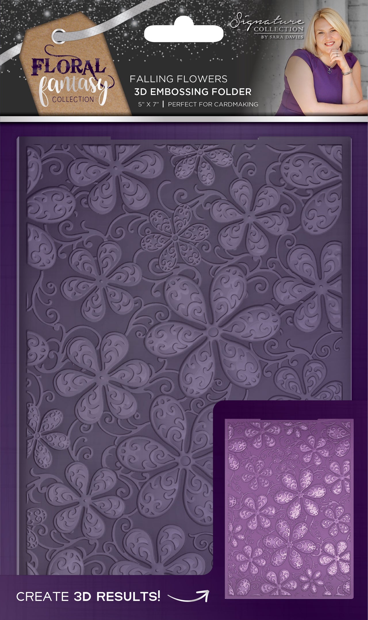 Crafter's Companion Sara Davies Signature Floral Fantasy 3D Embossing Folder - Falling Flowers