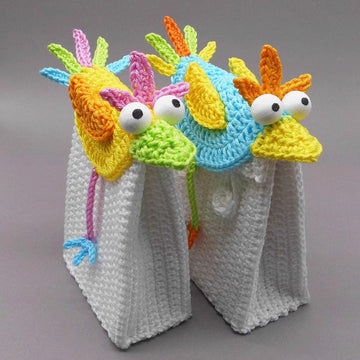 Geschenk-Tüte Gutschein-Tasche Bunter Vogel - einfach aus Wollresten