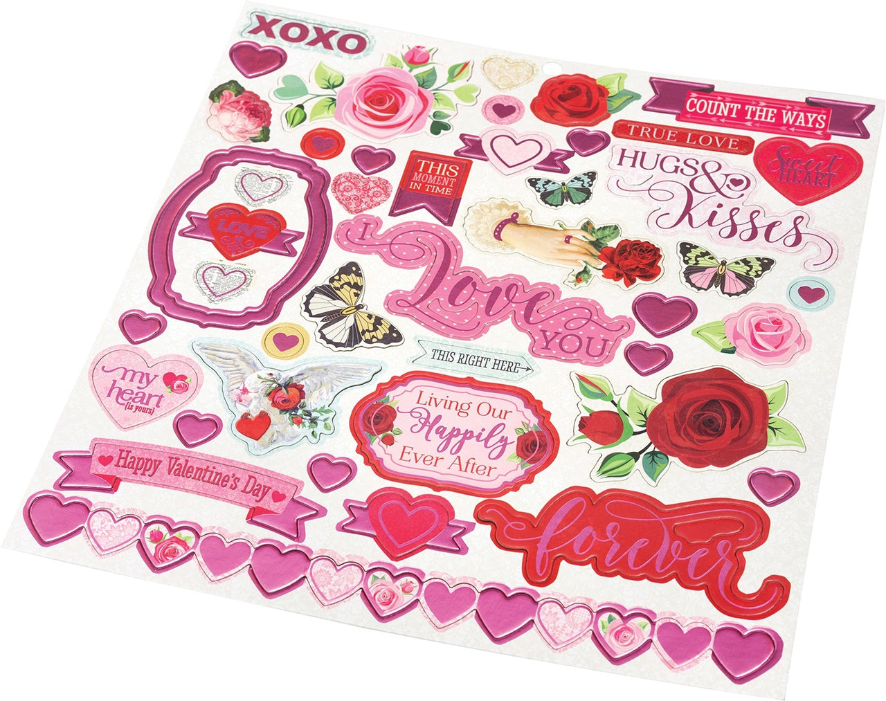 American Crafts Count The Ways Chipboard Stickers 12"X12" - W/Pink Foil Accents