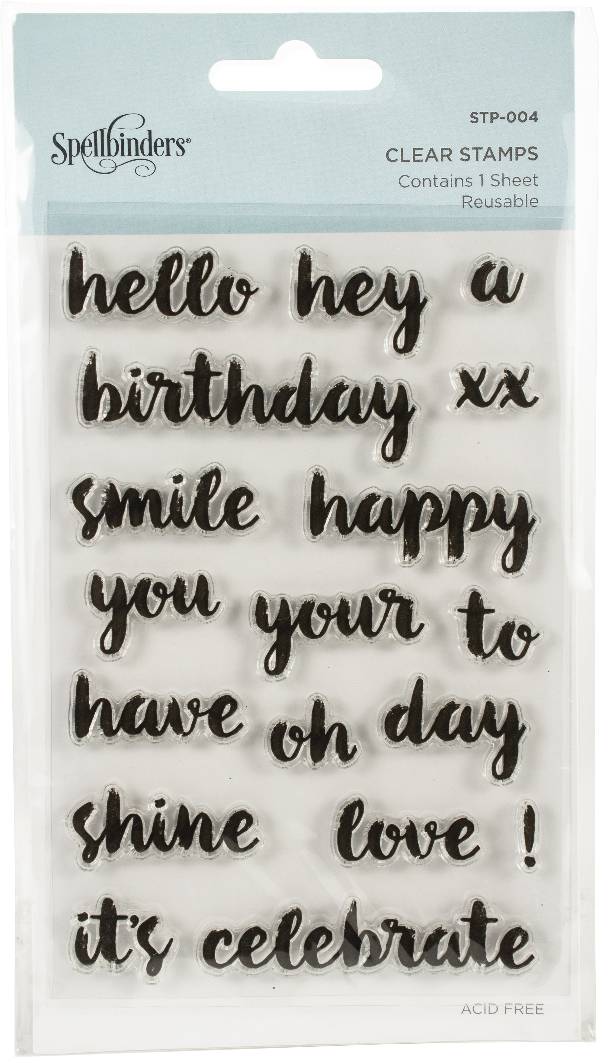 Spellbinders Clear Acrylic Stamps - Sentimental Words