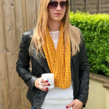Madeleina Lace Infinity Scarf, Cowl in Patons Smoothie DK