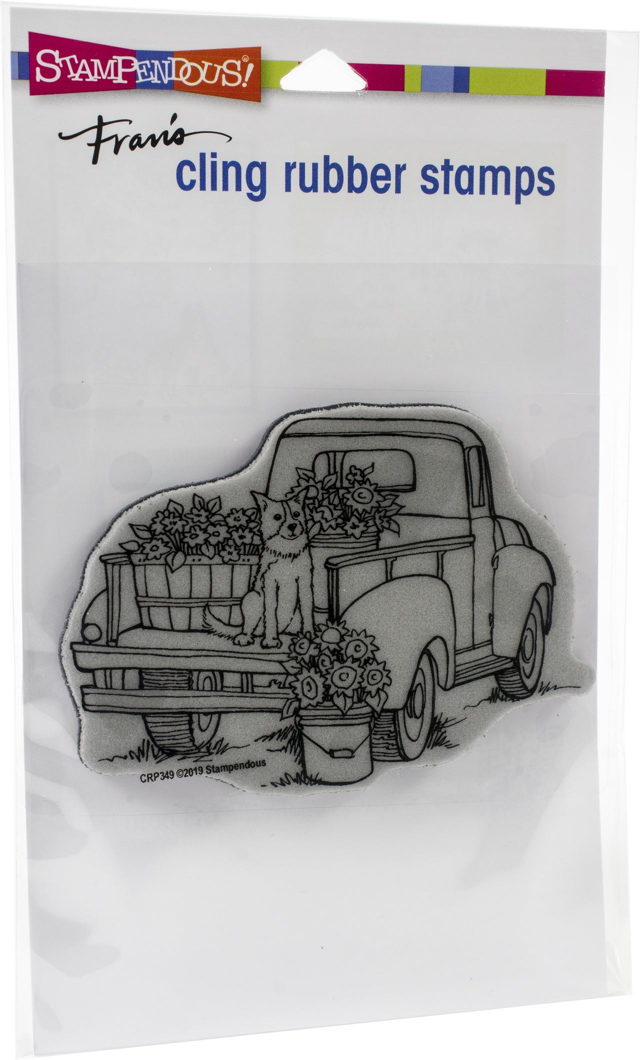 Stampendous Cling Stamp - Pup On Truck