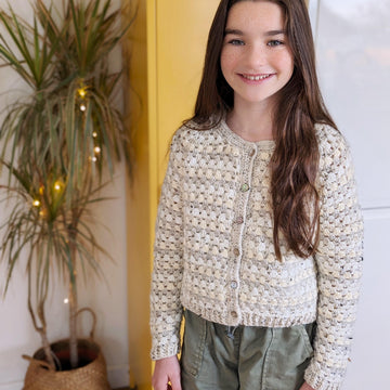 Kids Granny Go Round cardigan US crochet terms