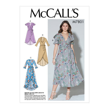 McCall's Misses' Wrap Dresses and Belt M7801 - Sewing Pattern
