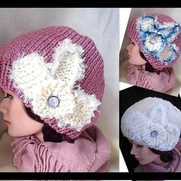 749 HAT with KNIT FLOWER