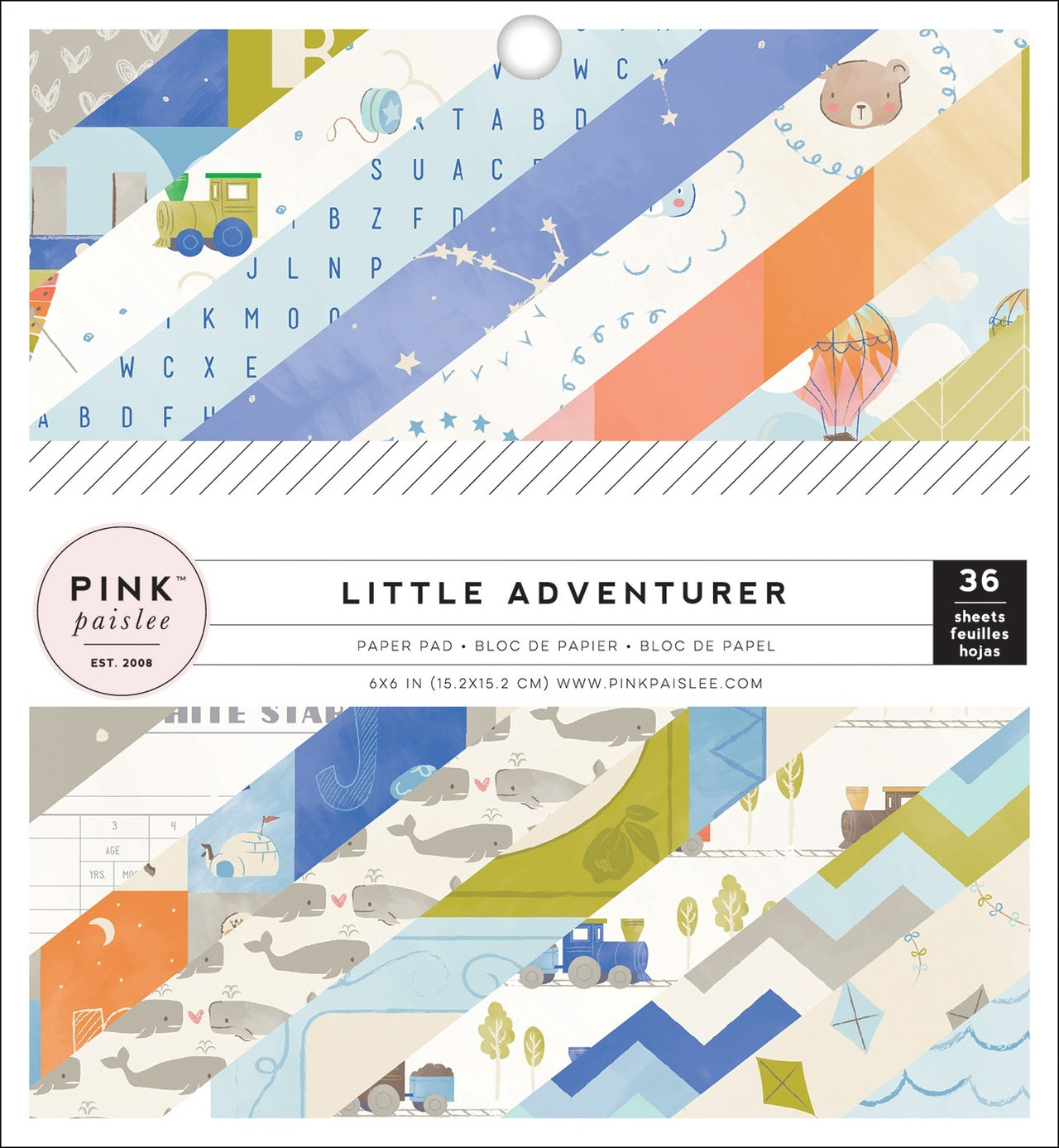 American Crafts Pink Paislee Single-Sided Paper Pad 6"X6" 36/Pkg - Little Adventurer Boy, 18 Designs/2 Ea