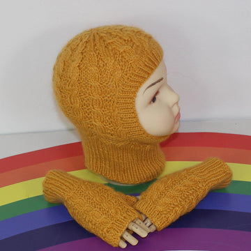 Toddler Child Alternate Cable Balaclava & Gloves