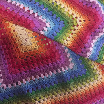 Rainbow Squared  Baby Blanket - Crochet pattern