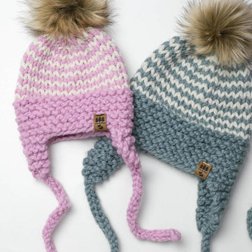 Pinstripe Ear Flaps Toque Hat Baby Children Women