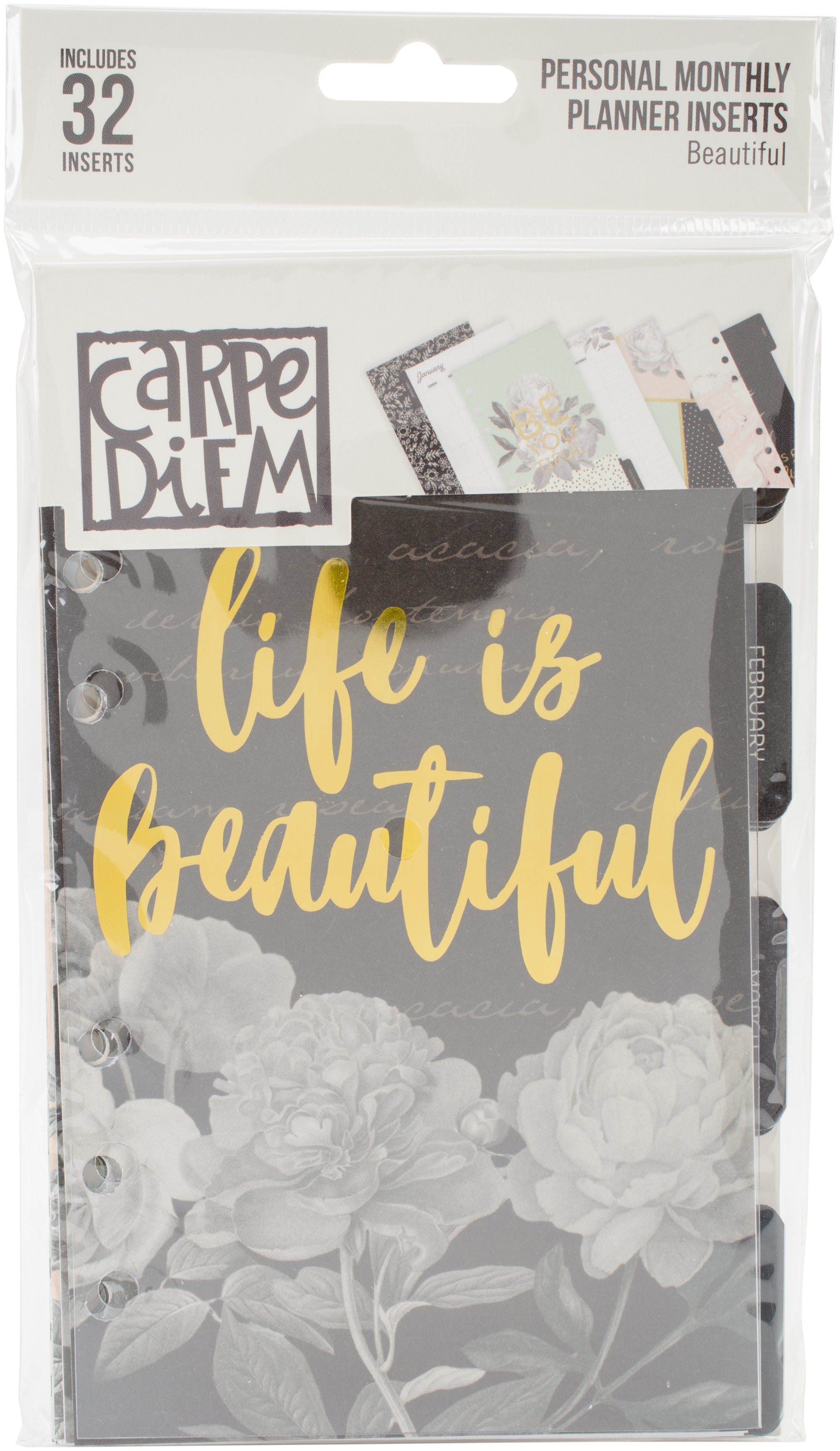 Carpe Diem Beautiful Double-Sided Personal Planner Inserts - Monthly, Undated