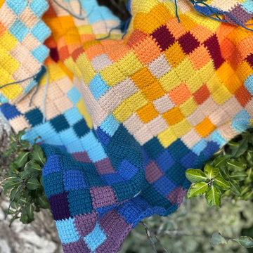 Tunisian Entrelac Temperature Shawl