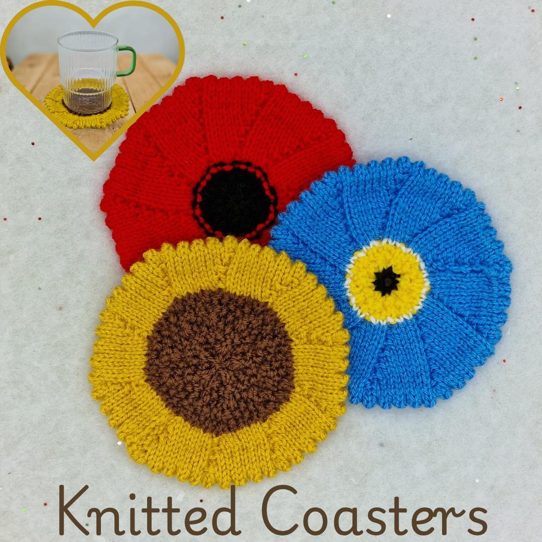 PDF Sunflower, Forget-me-not & Poppy Coasters