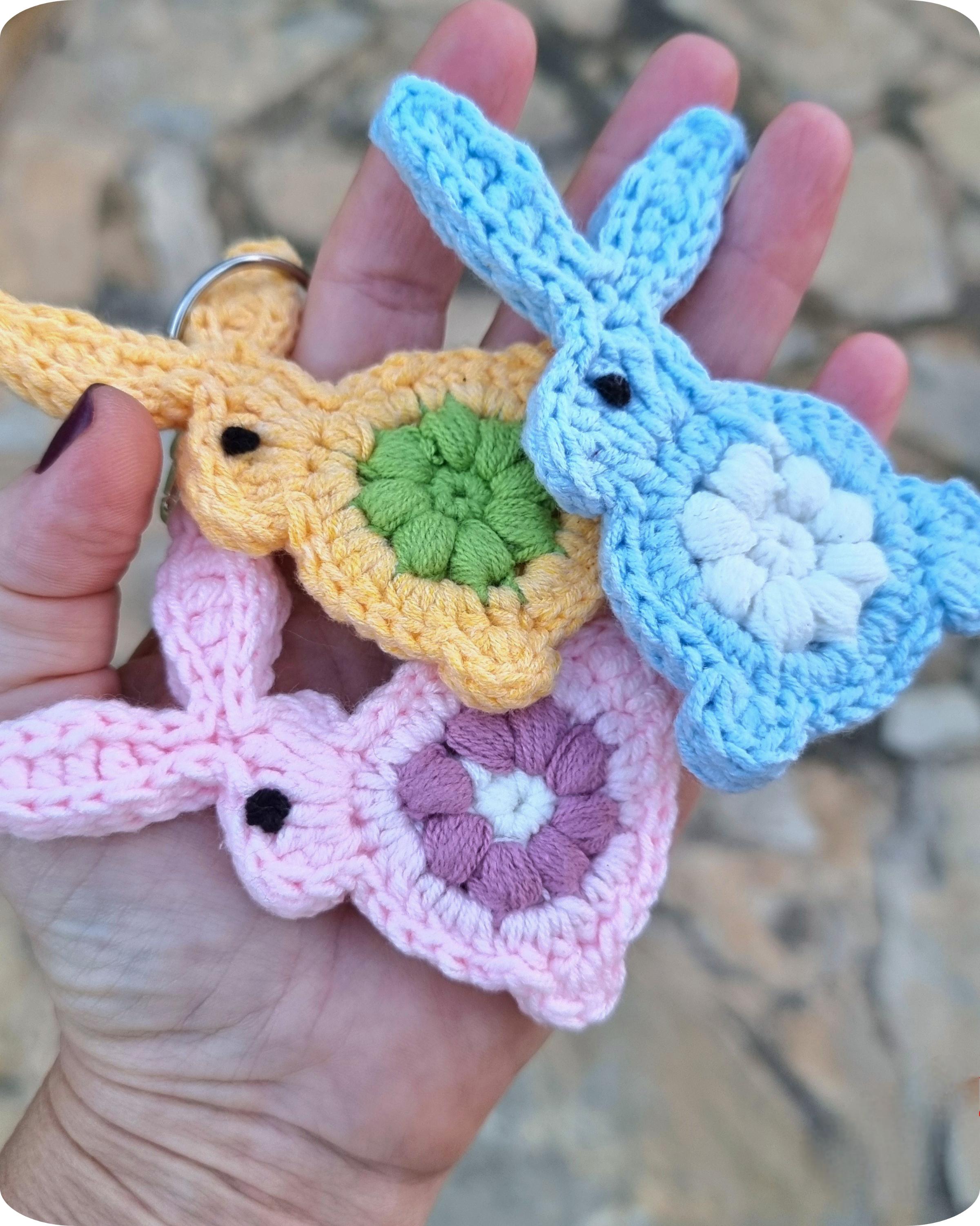 Rabbit keychain pendant bag charm crochet pattern P24