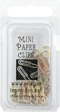 Creative Impressions Mini Metal Paper Clips .5"X.25" 25/Pkg - Silver, Copper & Brass