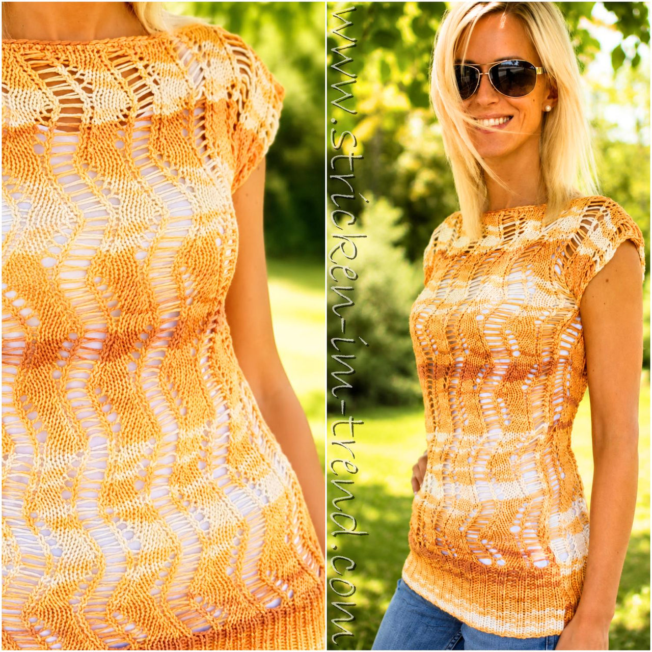 TONDO #4 Summer Knit Top Knitting Pattern | Zigzag Lace Sleeveless Top for Women | Sizes S–XL