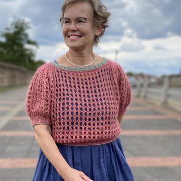 Eyelet Saddle Shoulder Sweater