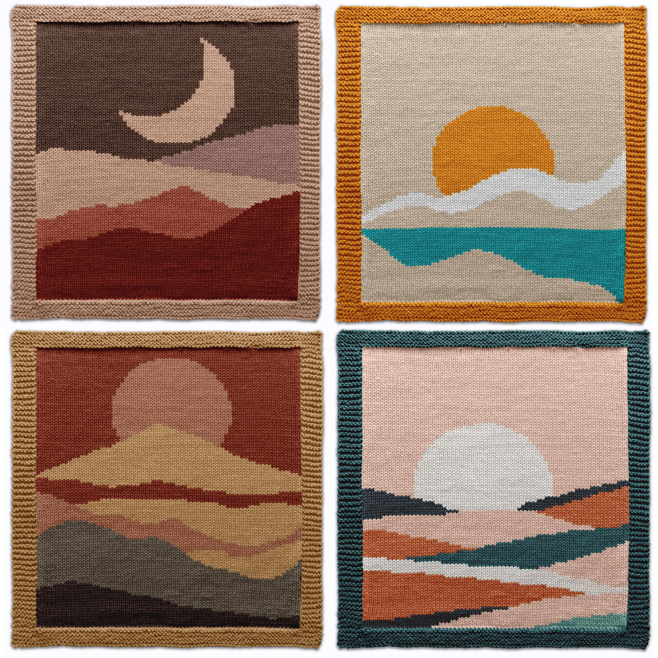 Landscape Knitting Pattern Bundle 4 Squares