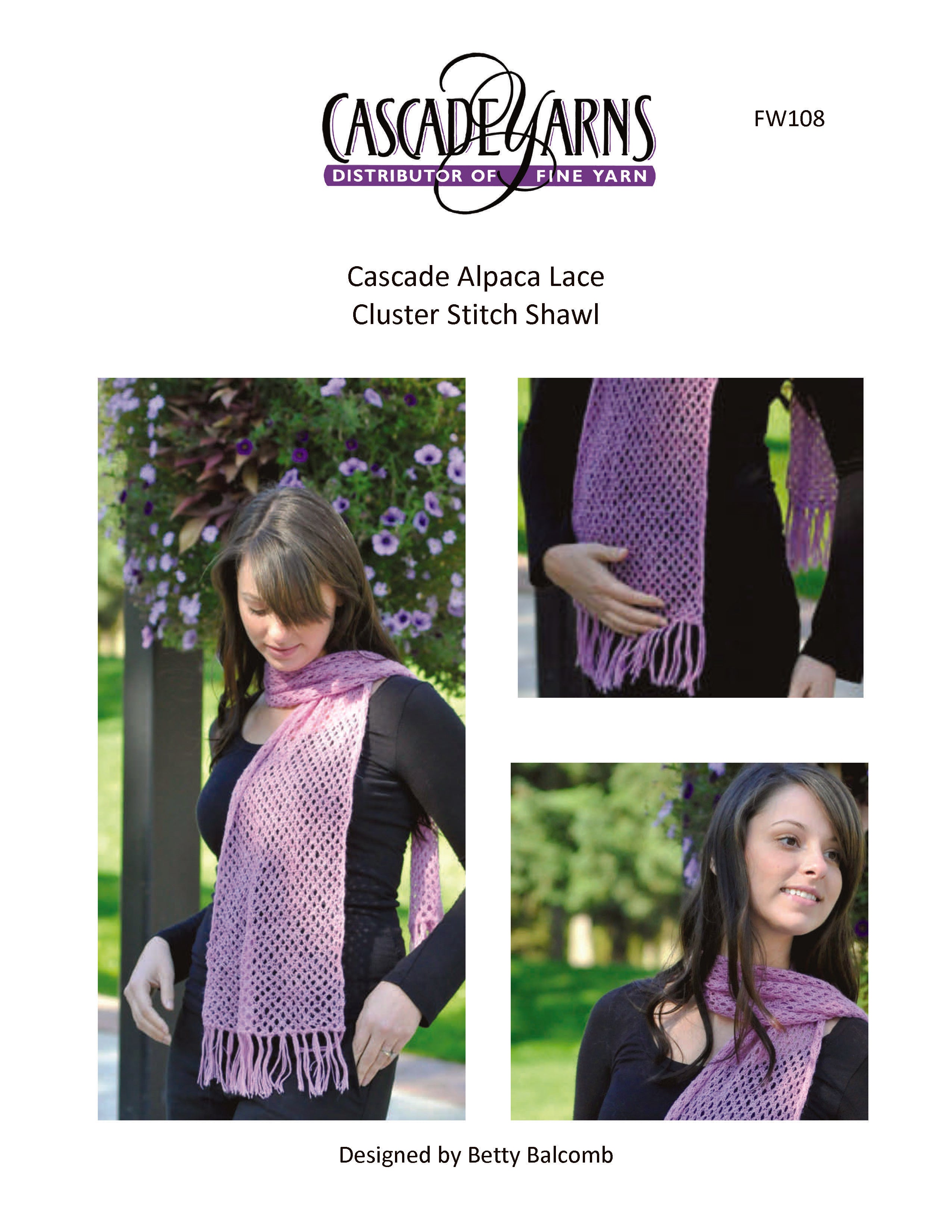 Cluster Stitch Shawl in Cascade Yarns Alpaca Lace - FW108 - Downloadable PDF