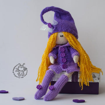 Lilac fairy dreams doll knitted flat