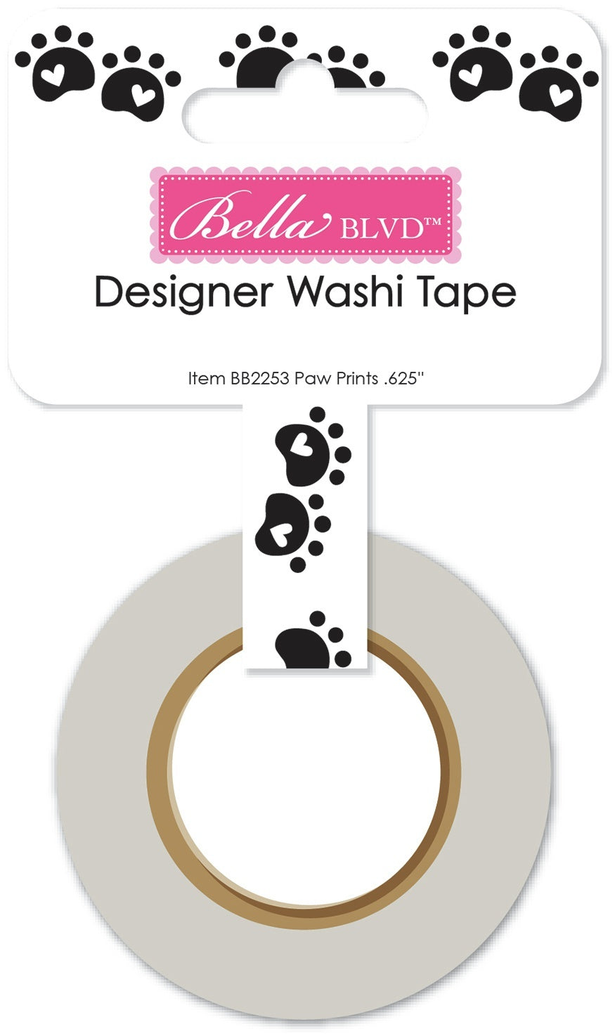 Doodlebug Cooper Washi Tape .625"X30' - Paw Prints
