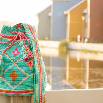 Mochila seagreen with flowers