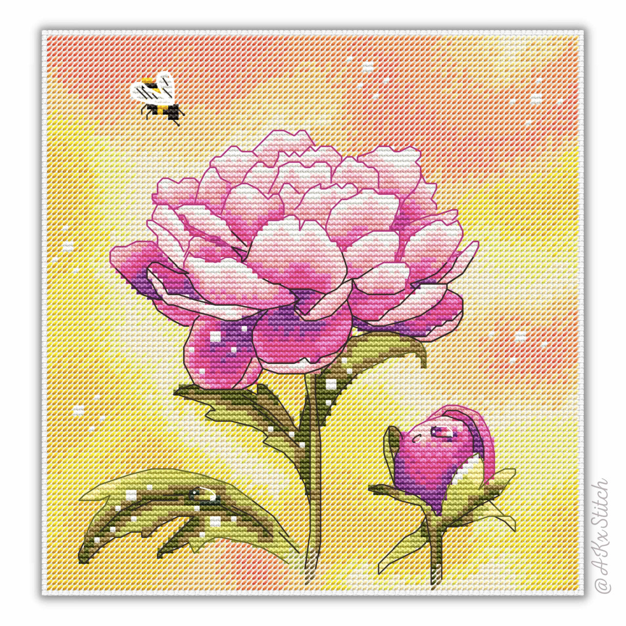 Peony Cross Stitch PDF Pattern