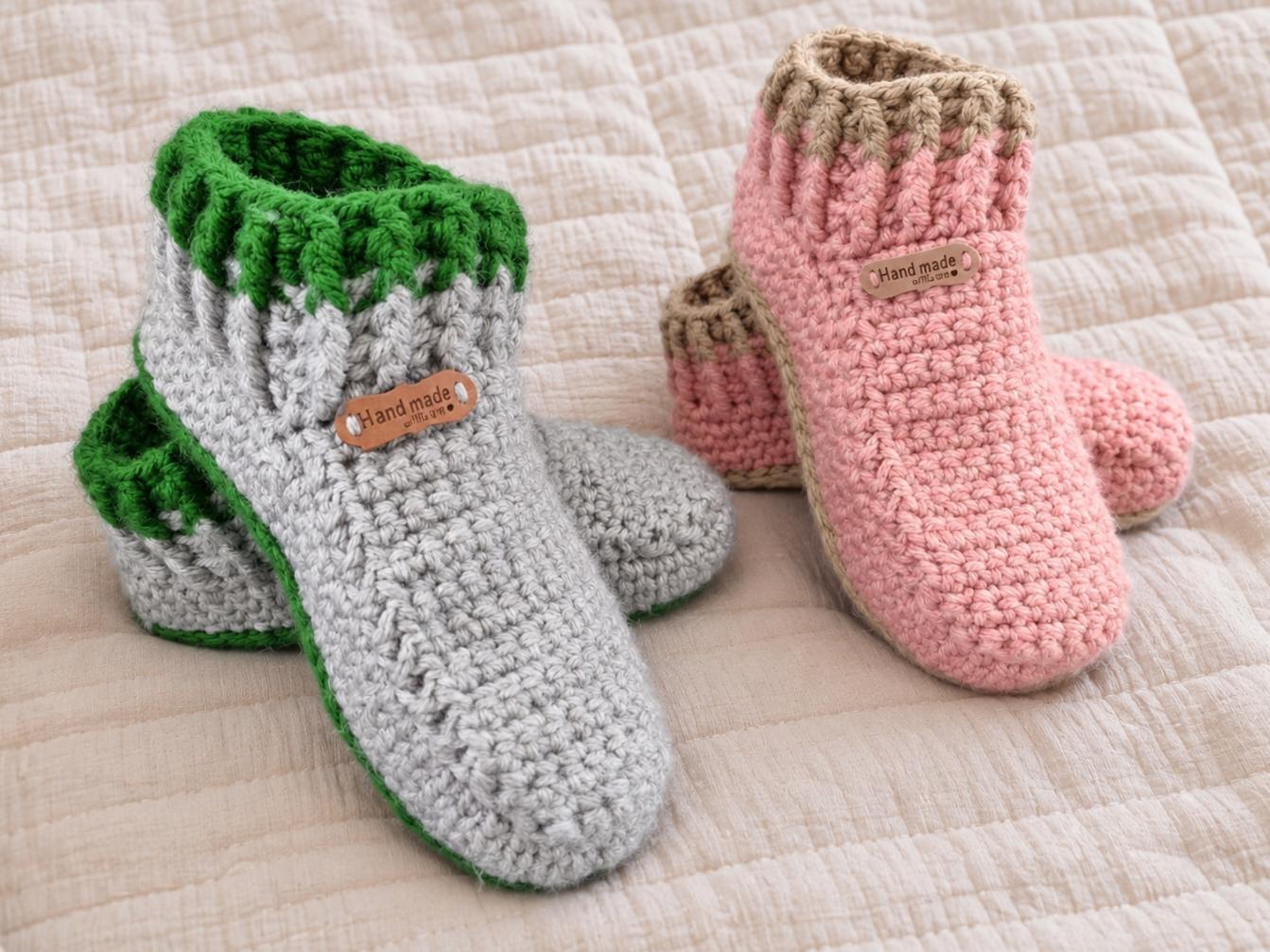 Crochet Slippers Pattern, Cozy Unisex House Shoes, PDF Download