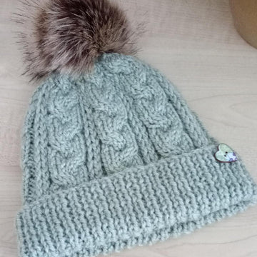 Easy Cable Brimmed Beanie Hat Womens Mens Chunky Yarn