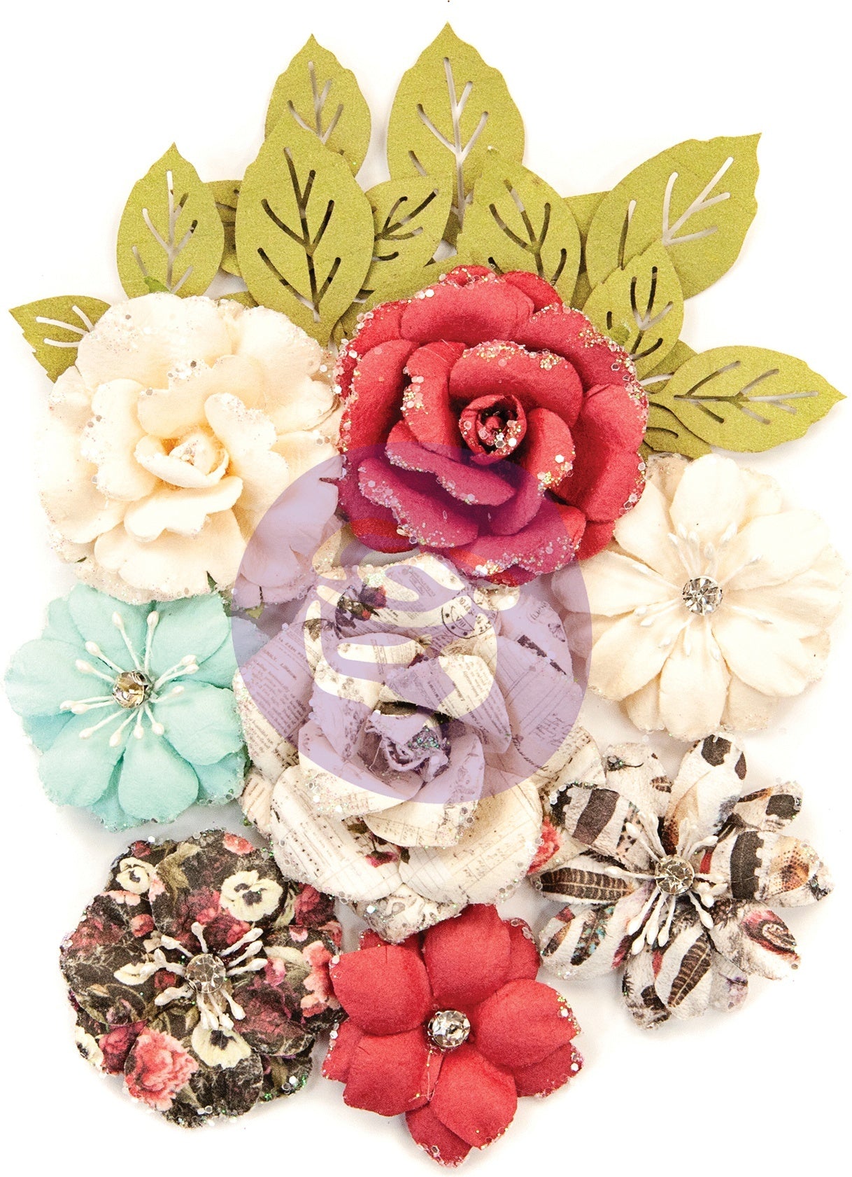 Prima Marketing Mulberry Paper Flowers - Garden Blooms/Midnight Garden, 14/Pkg