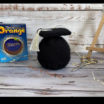 Graduation Chocolate Orange Cover and Bottle Topper Set Knitting Pattern
