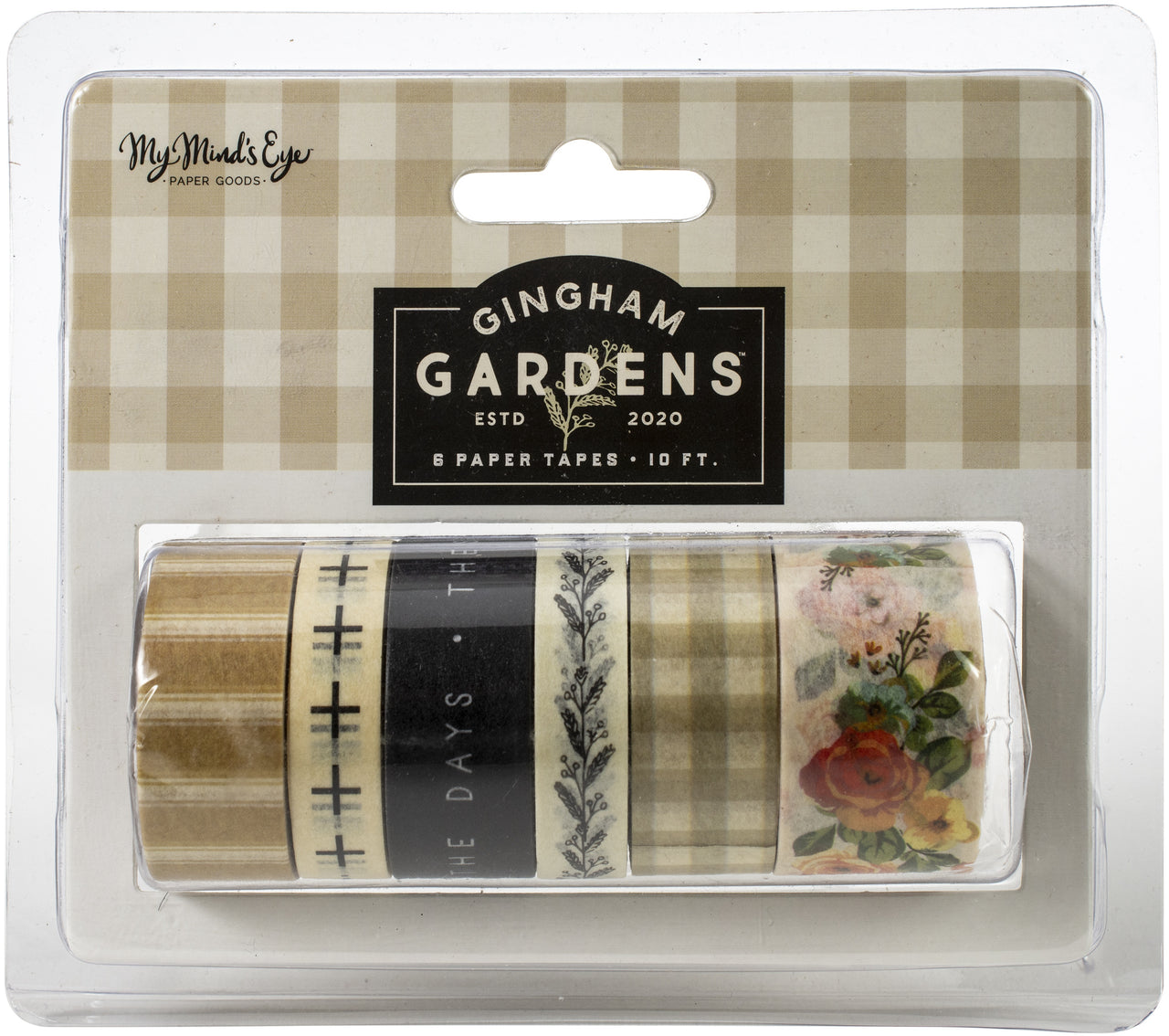 My Minds Eye Gingham Gardens Washi 6/Pkg - 10' Per Roll
