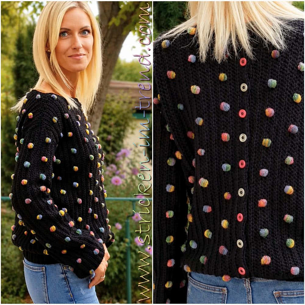 Crochet Pattern Sweater ConFetti #1 | Sideways Bobble Sweater + Video Guide PDF