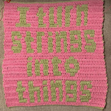 I turn strings into things Jute Bag