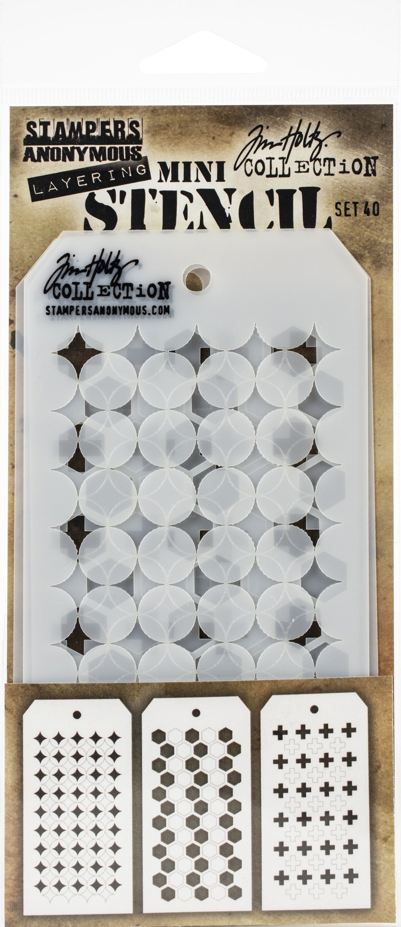 Stampers Anonymous Tim Holtz Mini Layered Stencil Set 3/Pkg - Set #40