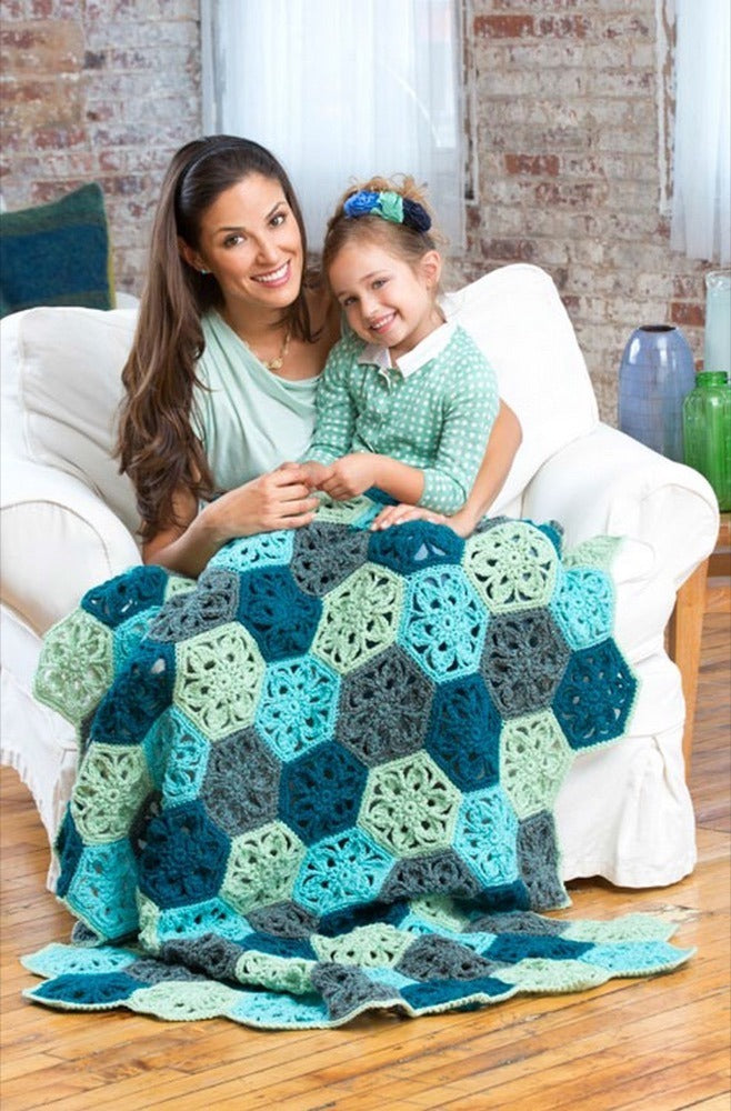 Flower Throw in Red Heart Super Tweed - LW3284