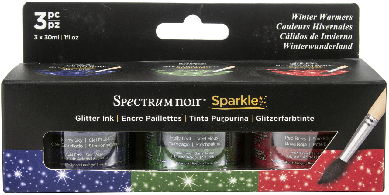 Crafter's Companion Spectrum Noir Sparkle Glitter Inks 1oz 3/Pkg - Winter Warmers
