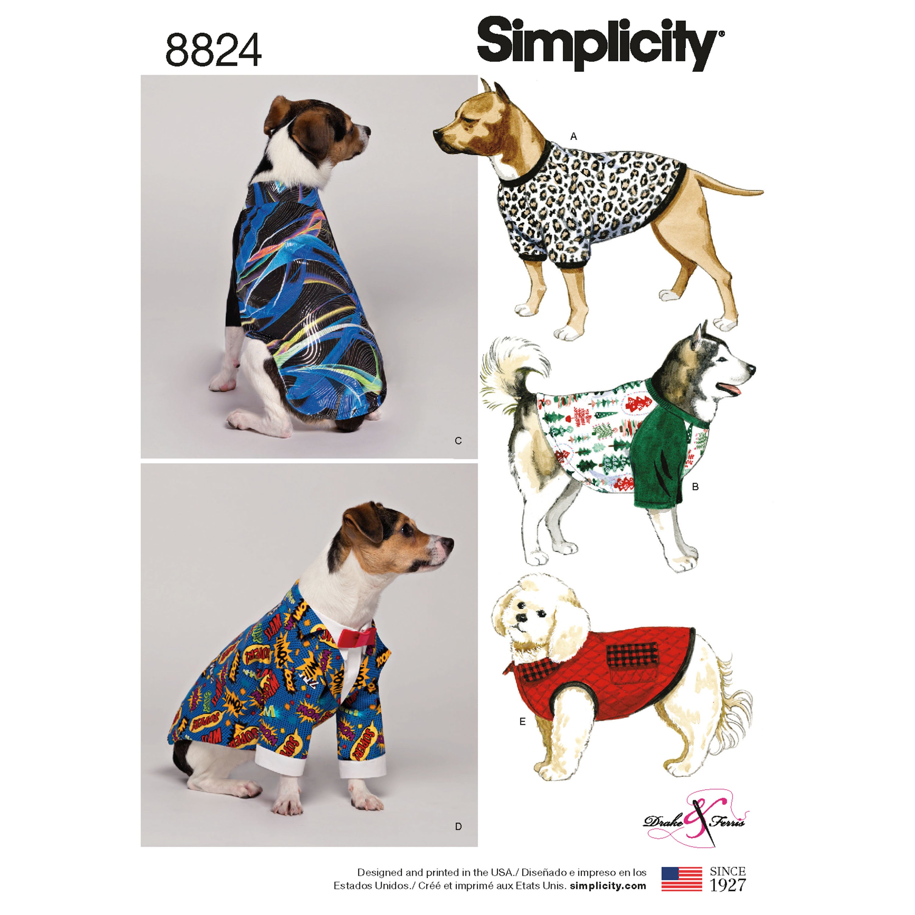Simplicity 8824 Dog Coats in Three Sizes - Paper Pattern, Size A (S-M-L)