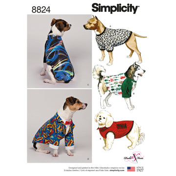 Simplicity 8824 Dog Coats in Three Sizes - Paper Pattern, Size A (S-M-L)