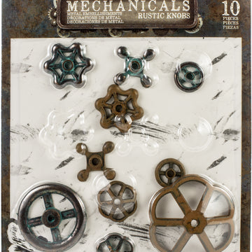 Prima Marketing Finnabair Mechanicals Metal Embellishments - Rusty Knobs 10/Pkg