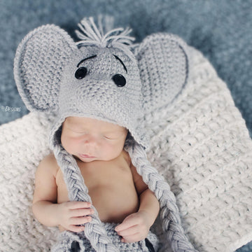 Josefina and Jeffery Elephant Baby Hat and Diaper Cover