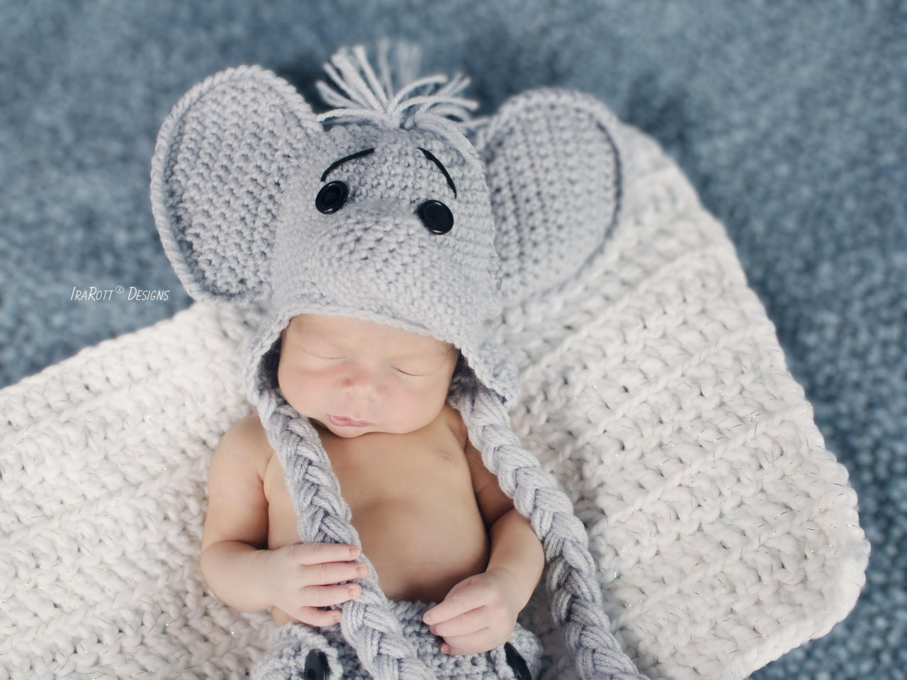 Josefina and Jeffery Elephant Baby Hat and Diaper Cover